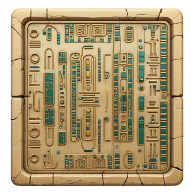 ancient Egyptian hieroglyphic tablet with circuit board patterns sticker