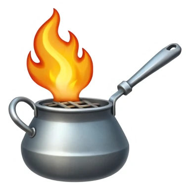 Un cucharón con fuego por debajo pero sin olla solo cucharón y fuego sticker