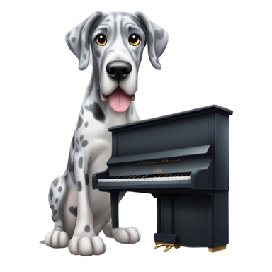 Blue Merle Great Dane with piano sticker