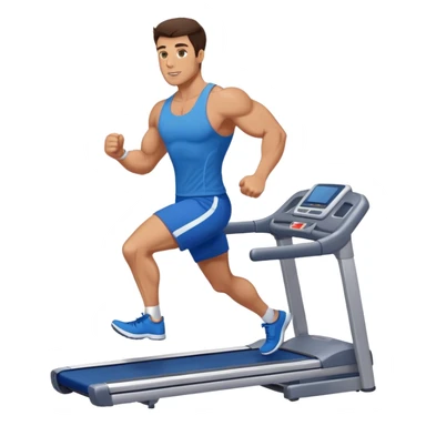 brunette male bodybuilder blue shorts treadmill sticker