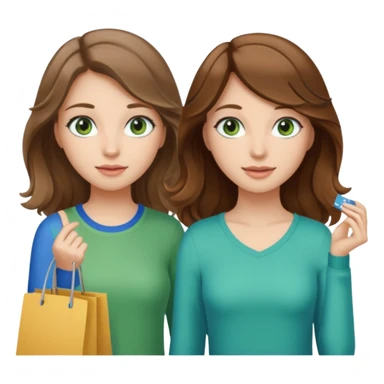 make me and my best friend togheter i have brown hair that falls on my shoulders and BROWN eyes and she has really long wavy brown hair with a little blonde and green/blue eyes we are shopping and i have BROWN eyes and i am taller than her sticker