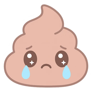crying poop, cute tears, kawaii style sticker