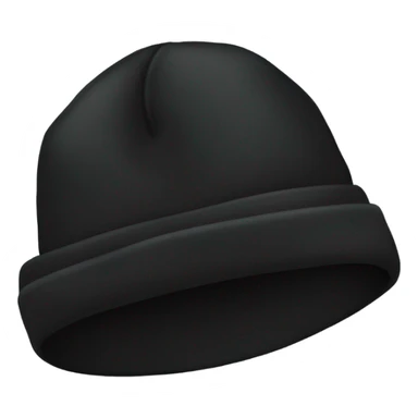 “Black winter hat emoji, minimalist design, folded brim, no details, transparent background.” sticker