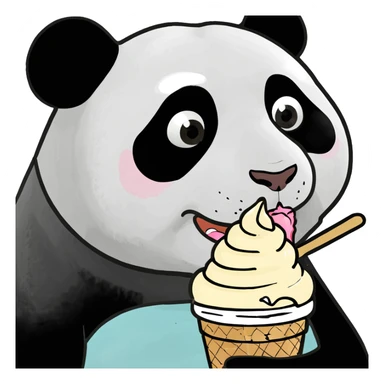 Panda eating ice cream sticker