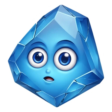 very sharp broken blue gem mineral , multiple irregular chunks, very shiny with two eyes and heart shaped sticker