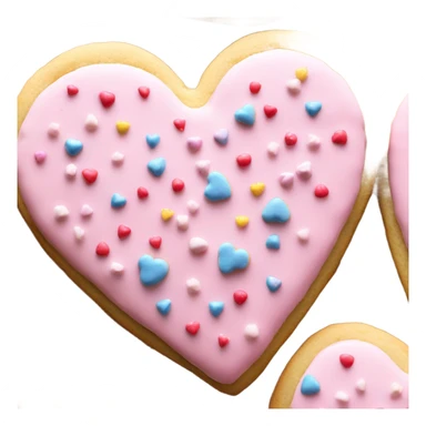 heart shaped sugar cookie with pastel pink frosting and sprinkles sticker