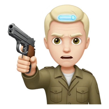 black crazy mad man with gun pointing it  sticker