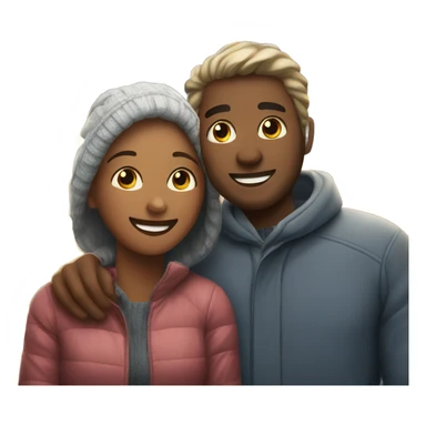 happy couple under christmas lights sticker