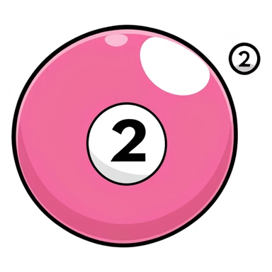 pink billiard ball with the number 23 inside a white circle sticker