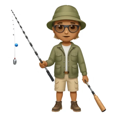 Man in motion casting a fishing rod full body sticker