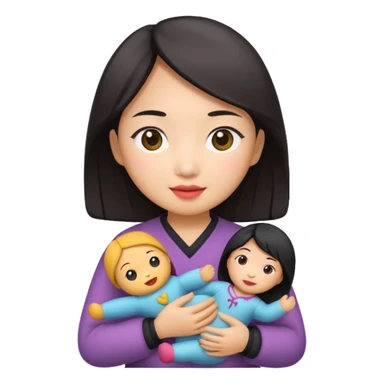 asian woman holding  doll sticker