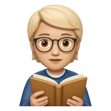 Apple Memoji-style 3D emoji of a playwright with a script in hand, smooth gradients, rounded shapes, no background.
 sticker