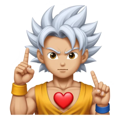 super saiyan saiyan holding up a korean heart finger  sticker