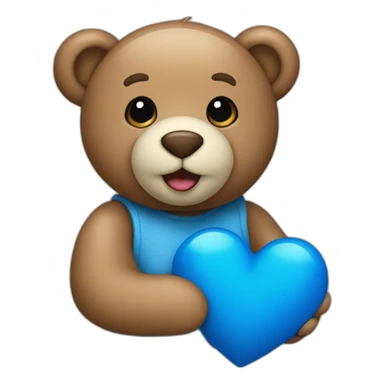 A teddy bear holding blue heart  sticker