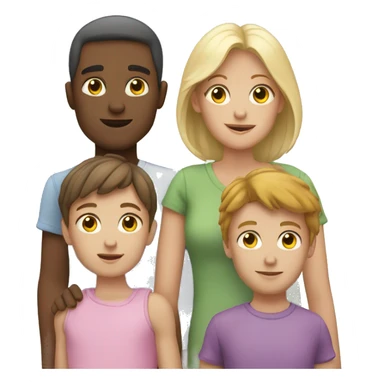 white Family with 3 kids : 1 girl and 2 boys sticker