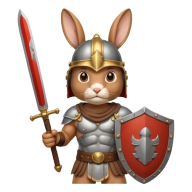a rabbit Roman Gladiator, half upper body sticker