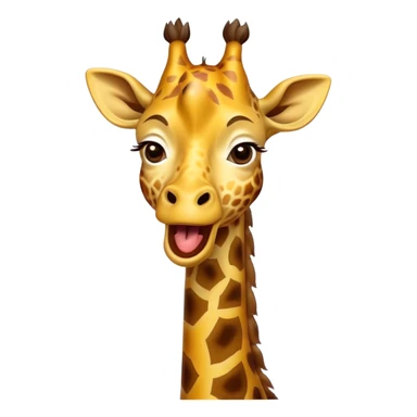 Cinematic Cute Yawning Giraffe Portrait Emoji, Head tilted slightly with a dramatic, wide-open yawn, showcasing a soft, patterned Fur of warm yellows and browns with a long, drooping neck and eyes barely open in drowsy contentment, Simplified yet irresistibly adorable features, highly detailed, glowing with a soft, cozy glow, high shine, relaxed yet expressive, stylized with a touch of savannah whimsy, bright and endearing, soft glowing outline, capturing the essence of a sleepy yet affectionate giraffe, so drowsy it feels like it could stretch right out of the screen and curl up for a nap! sticker