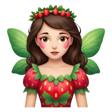 sleeping beauty brunette white girl with a silk pillow strawberry dress with her face painted fairy strawberry sticker