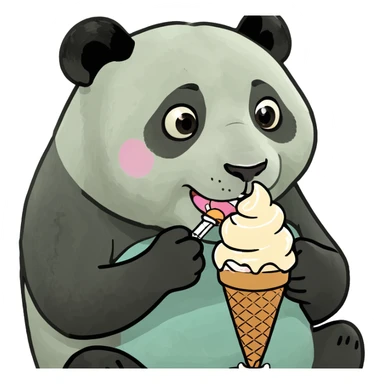 Panda eating ice creamy  sticker