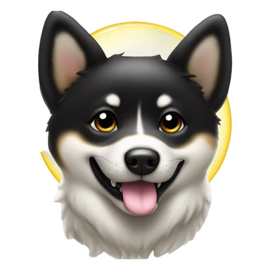Black Shiba Inu angel | face | fantasy | halo | innocent | smiling face with halo sticker