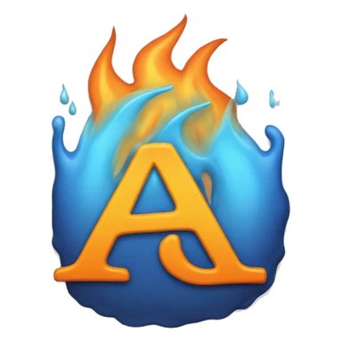 the letter A with flames around it, make the A blue sticker