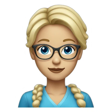 Blonde young female elementary school teacher with clear glasses and blue eyes sticker
