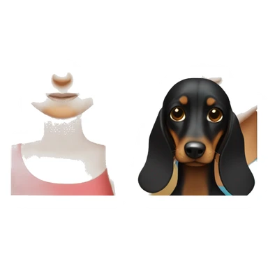 Blonde Girl and dark hair boy with long haired dachshund sticker