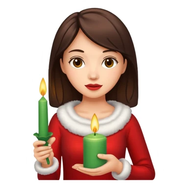 brunette woman holding christmass ornamented candle sticker