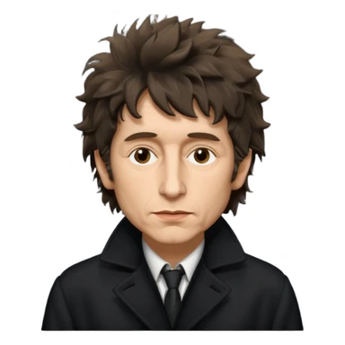 photo real Bob Dylan from 80's - black coat shaggy unshaven untidy sticker