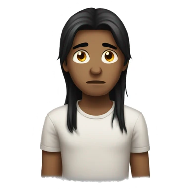 Sad boy long black hair sticker