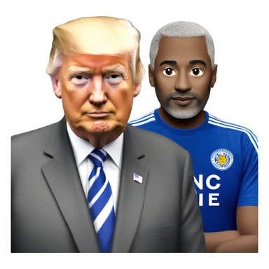 Leicester city football supporter with Donald trump  sticker