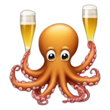Pulpo bebiendo cerveza  sticker