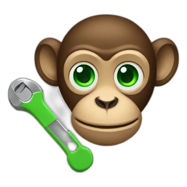 monkey with green eyes with a wrench sticker