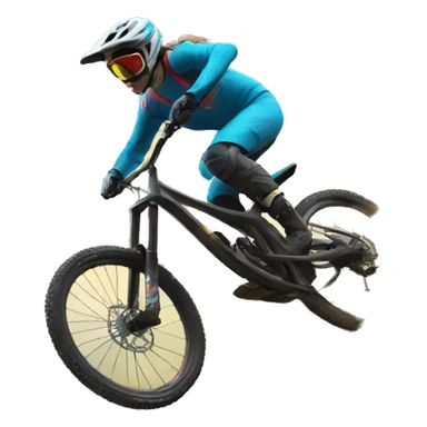 downhill mountainbike with rider on a downhill slope jumping sticker