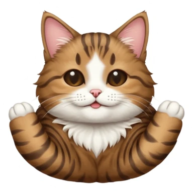 dark brown tabby and white cat in funny positions upside down with eyes closed sticker