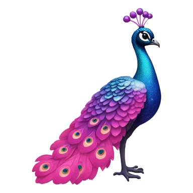 Pink ombre peacock standing with glitter sticker