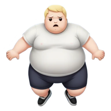 A fat person jumping out of a window and he is sad sticker
