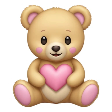 Teddy bear with a heart in soft pink, beige and yellow pastel colors sticker