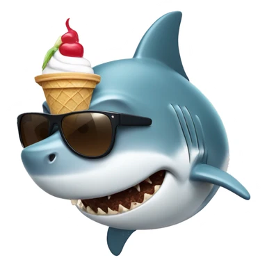Shark with sunglasses eating ice cream sticker