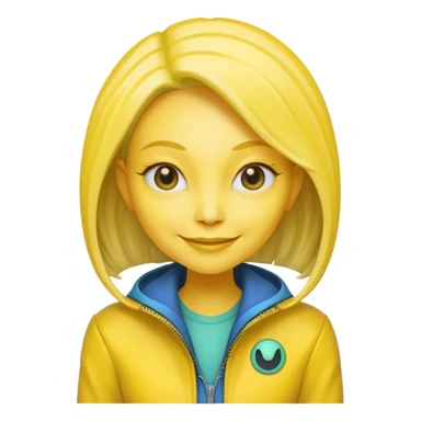 Lady Alien with yellow jacket, Half body. sticker