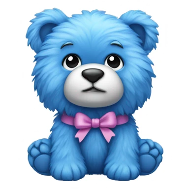 blue fur teddy with bow sticker