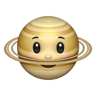 Saturn planet with rings and a cute smiling face sticker