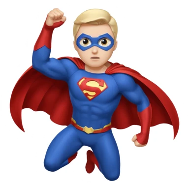 flying superhero in a blue suit with a developing cape sticker