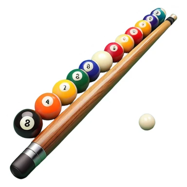 A close-up of a pool cue aimed at a set of colorful billiard balls resting on a green felt table. The focus is on the cue stick and the arrangement of balls, with subtle details of the game’s texture and atmosphere, emphasizing the precision and skill of billiards. sticker