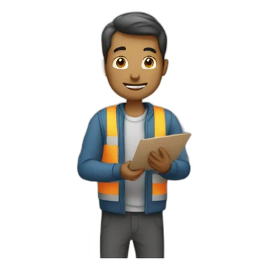 a man counting stock in a warehouse sticker