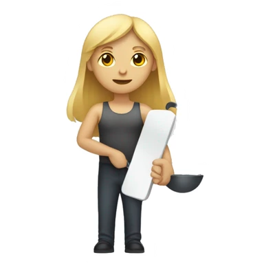 gender neutral person holding weighing scales in each hand sticker