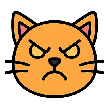 angry cat icon with color outline sticker