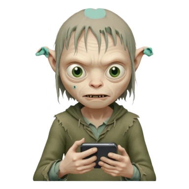 gollum typing a cellphone in a WhatsApp sticker