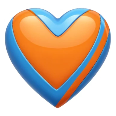 Glossy blue heart with straight orange athletic stripes going down the side sticker