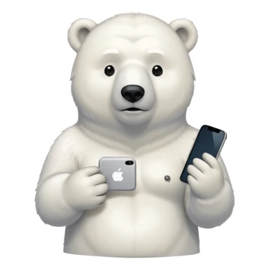 Serious Polar Bear standing body with iphone in hand  sticker